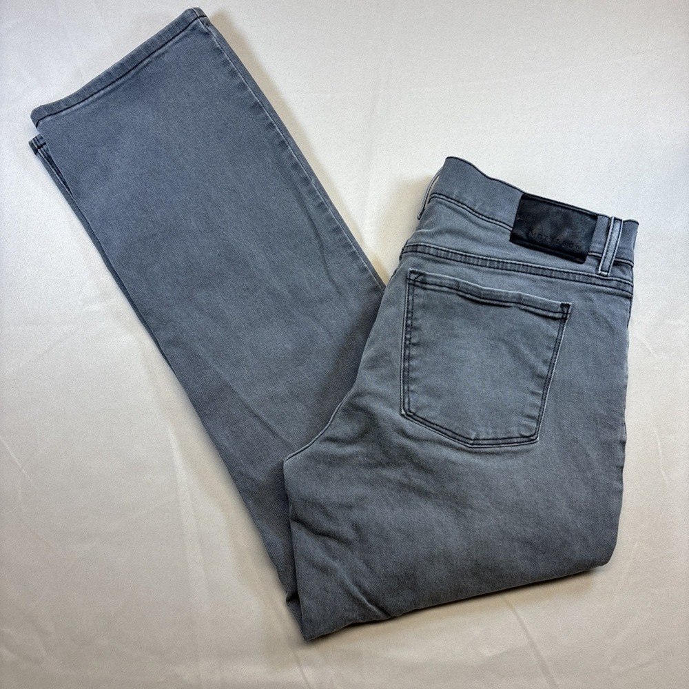 Mott & Bow Straight Stone Jeans Gray Stretch Denim Men 33x30